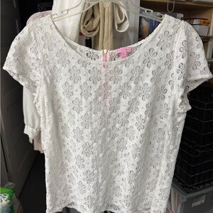 Lilly Pulitzer Cream Floral Lace Blouse